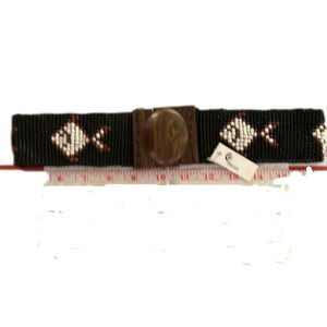 Beaded Belt, Wood Buckle, NWT, Lots of Stretch, 12” (24” total) laying flat